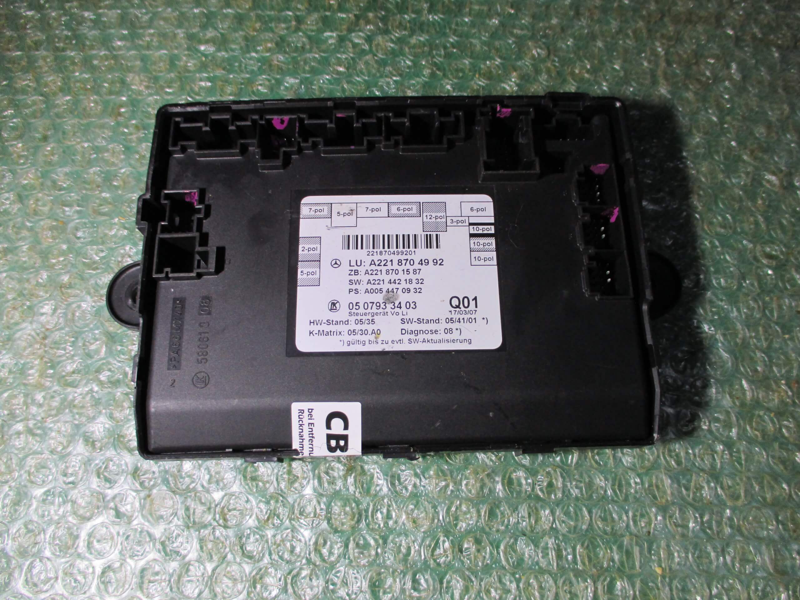 MODULO DE POSICION DE ASIENTO DELANTERO IZQUIERDO A2218704992 MERCEDES BENZ CLASE S (W221) (2006-2013)